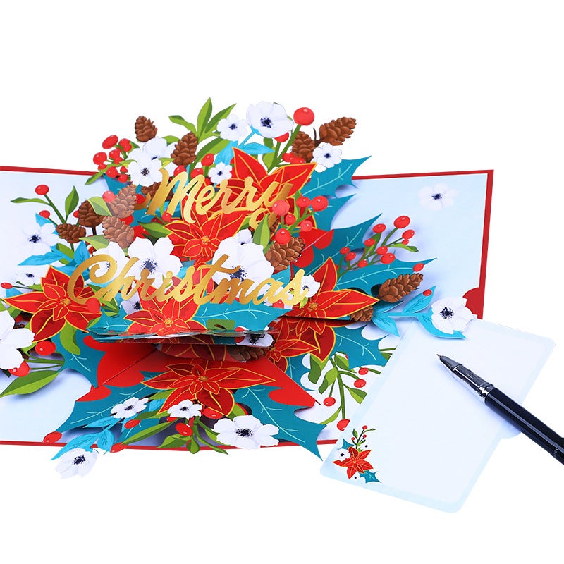New 3D Christmas Greeting Card Stereoscopic Christmas Flower Creative Christmas Pop-Up Card Holiday Blessing Gift Card - Image 4